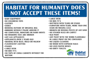 Items Not Accepted by Habitat for Humanity