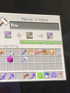 Repairing an Infinity Bow in Minecraft